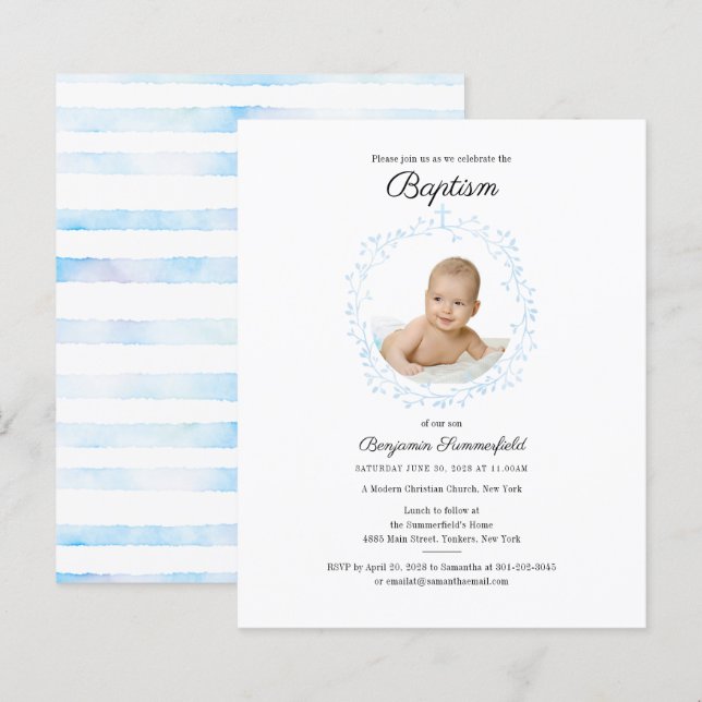Budget Baby Photo Baptism Religious Event Invite (Front/Back)