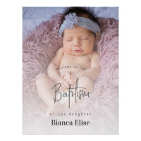 Budget | Baby Photo Baptism Welcome Sign Poster