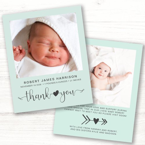 Budget Baby Photo Mint Birth Announcement