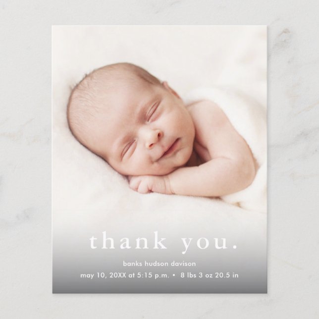 Budget Baby Photo Thank You Birth Announcement (Front)
