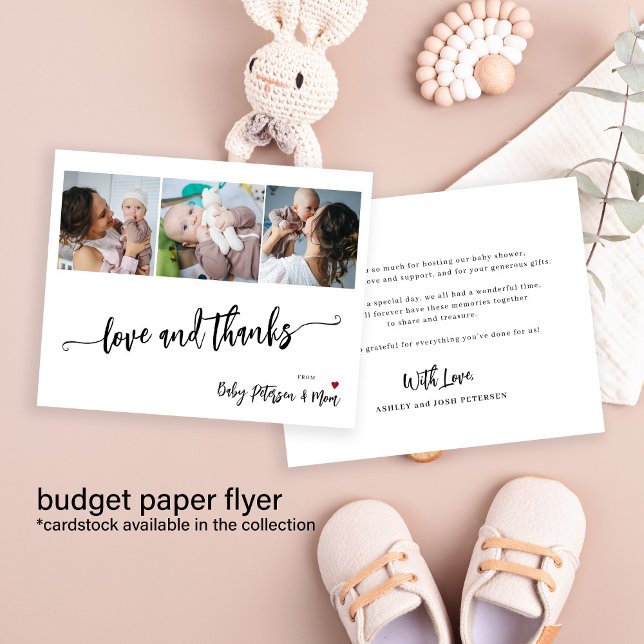 Budget baby shower 3 photos thank you card flyer (Creator Uploaded)