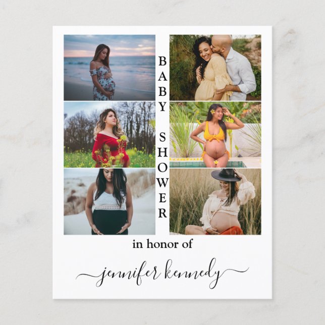 Budget Baby Shower 6 Photo Collage Typography Cute (Front)