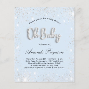Budget Baby Shower baby blue boy silver glitter