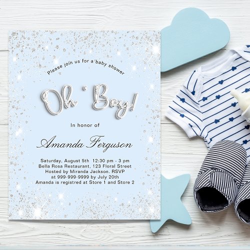 Budget Baby Shower baby blue boy silver glitter