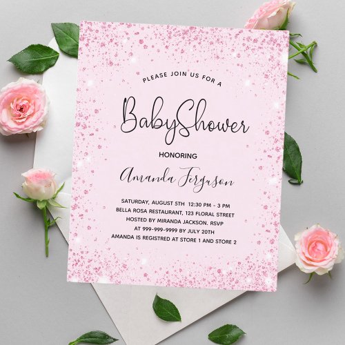 Budget Baby Shower baby girl blush pink glitter