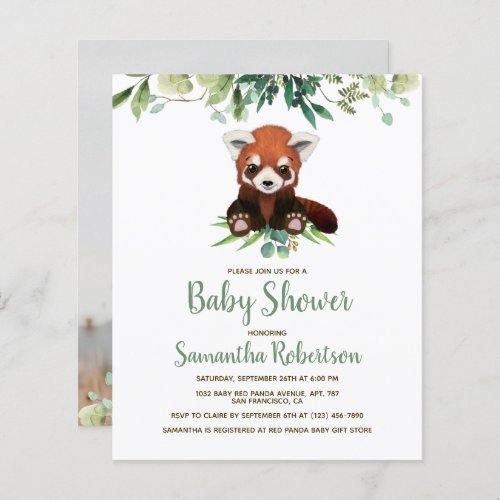 Budget Baby Shower Bear Greenery Photo Invitation