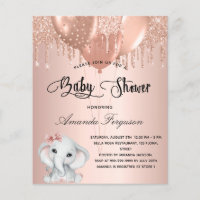 Budget Baby Shower blush rose elephant girl