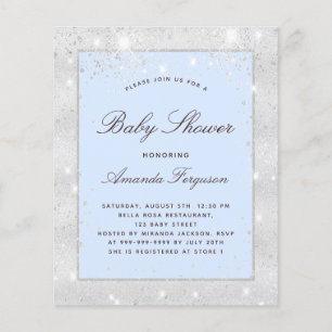 Budget Baby shower boy silver blue invitation