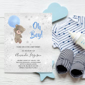 Budget Baby Shower boy teddy bear blue silver
