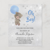 Budget Baby Shower boy teddy bear blue silver (Front)