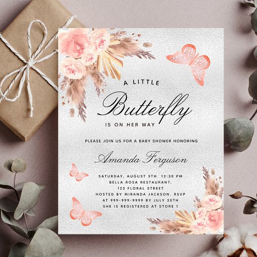 Budget Baby shower butterfly blush pampas silver