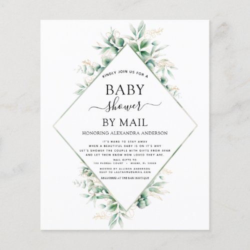 Budget Baby Shower by Mail Eucalyptus Geometric Flyer
