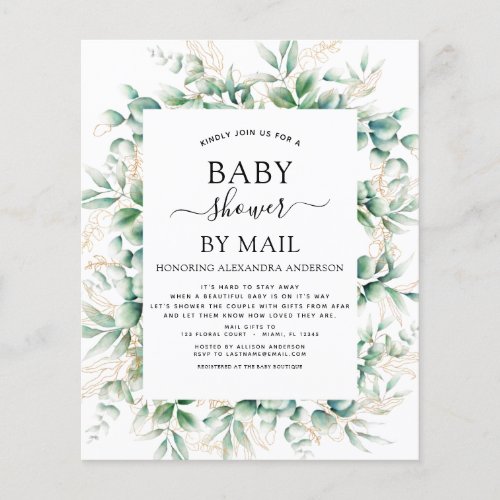 Budget Baby Shower by Mail Eucalyptus Geometric Flyer