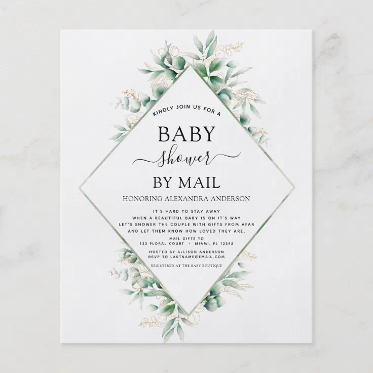 Budget Baby Shower by Mail Eucalyptus Geometric Flyer Zazzle