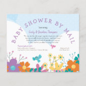 Budget Baby Shower By Mail Florals Birds Invite (Front)