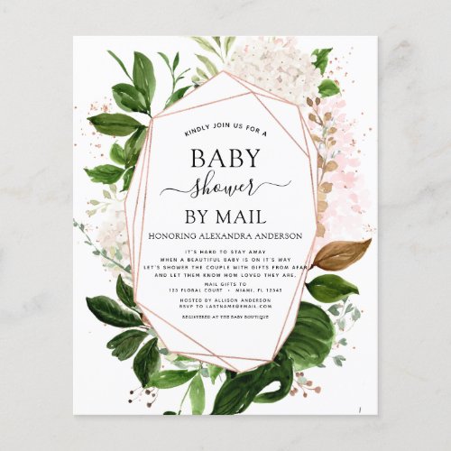 Budget Baby Shower by Mail Greenery Botanical Flyer