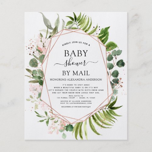 Budget Baby Shower by Mail Greenery Invitation Flyer