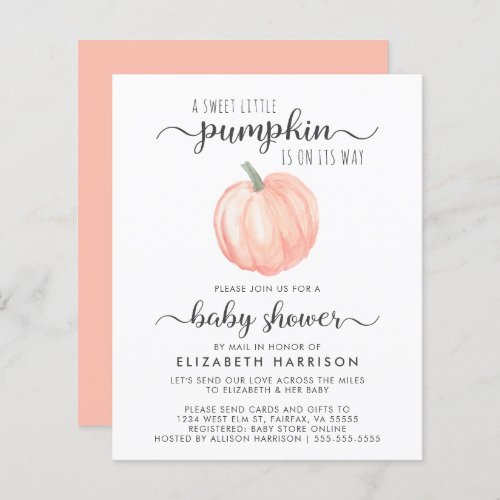 Budget Baby Shower By Mail Orange Pumpkin Invite