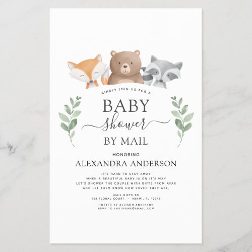 Budget Baby Shower By Mail Woodland Invitation