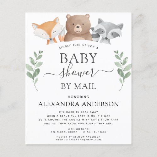 Budget Baby Shower By Mail Woodland Invitation Flyer