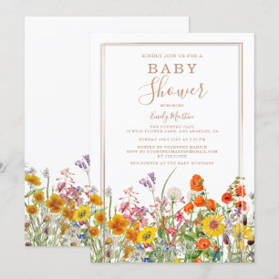 Budget Baby Shower Colorful Country Wild Flowers Invitation