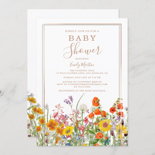 Budget Baby Shower Colorful Country Wild Flowers Invitation