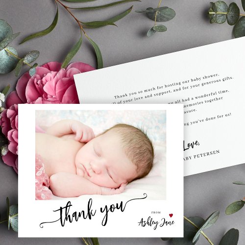 Budget baby shower elegant photo thank you card