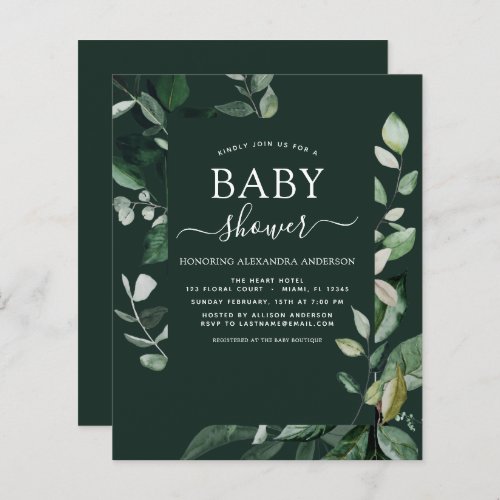 Budget Baby Shower Emerald Green Botanical