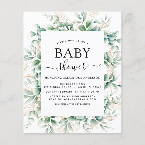 Budget Baby Shower Eucalyptus Botanical Geometric