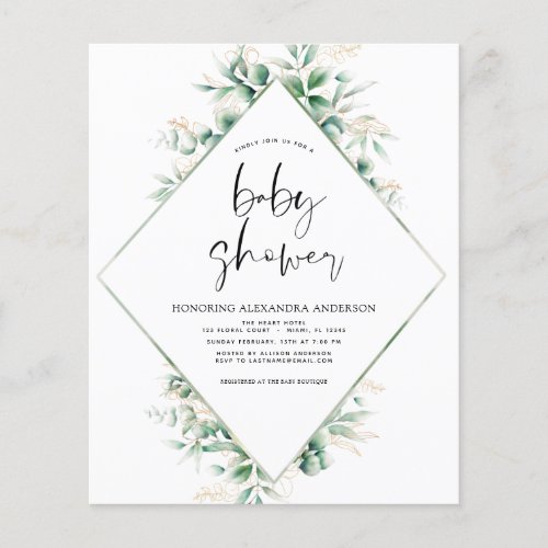 Budget Baby Shower Eucalyptus Botanical Geometric