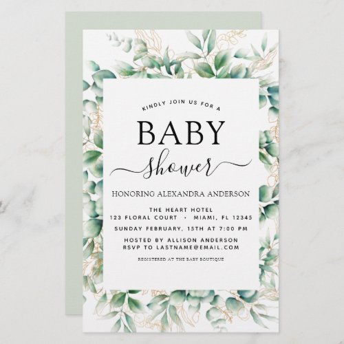 Budget Baby Shower Eucalyptus Botanical Geometric