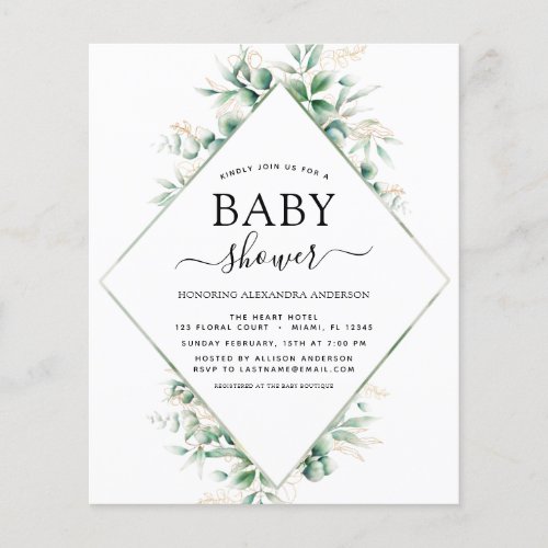 Budget Baby Shower Eucalyptus Botanical Geometric