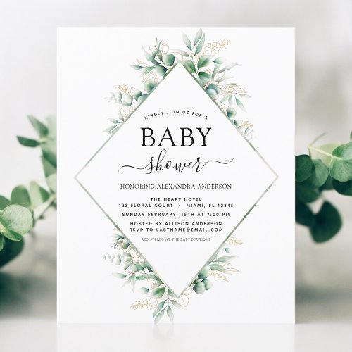 Budget Baby Shower Eucalyptus Botanical Geometric