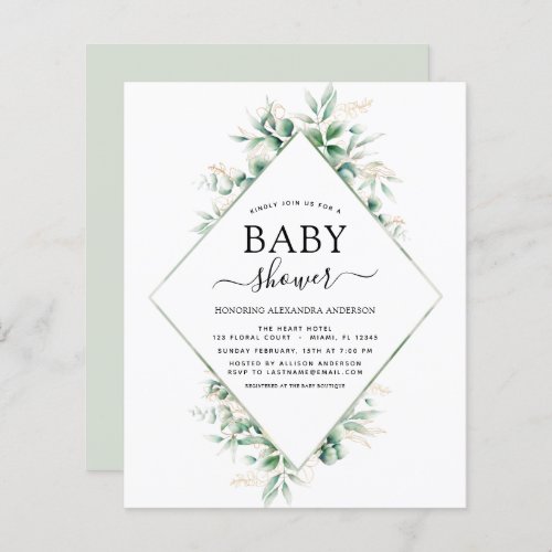 Budget Baby Shower Eucalyptus Botanical Geometric