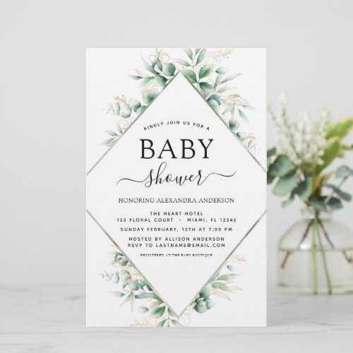 Budget Baby Shower Eucalyptus Botanical Geometric