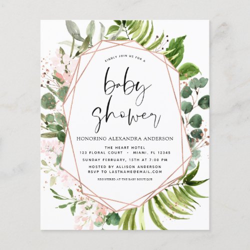 Budget Baby Shower Eucalyptus Botanical Geometric Flyer