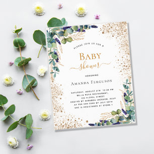 Budget Baby Shower eucalyptus glitter invitation