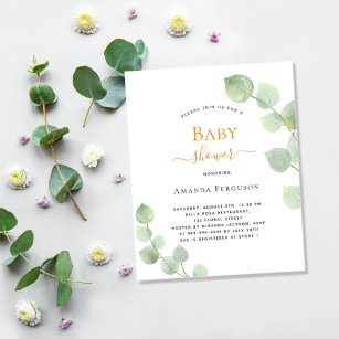 Budget Baby Shower eucalyptus greenery invitation