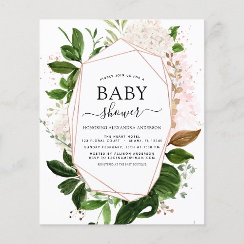 Budget Baby Shower Greenery Botanical Geometric Flyer