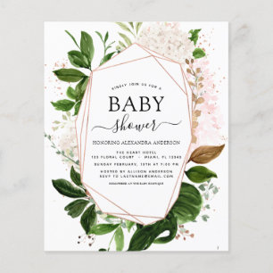 Budget Baby Shower Greenery Botanical Geometric Flyer