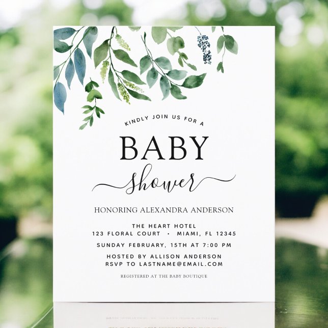 Budget Baby Shower Greenery Botanical Invitation (Creator Uploaded)