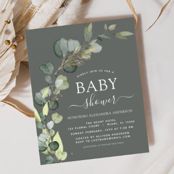Budget Baby Shower Greenery Eucalyptus Invitations by Hot_Foil_Creations at Zazzle