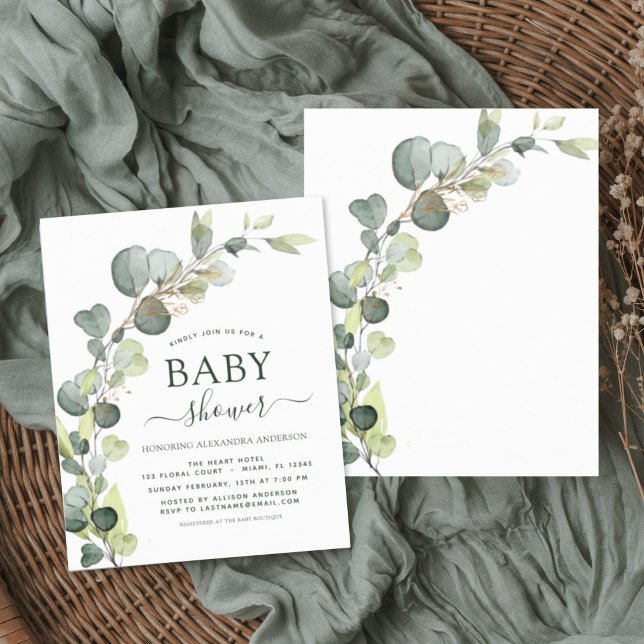 Budget Baby Shower Greenery Eucalyptus Invitations