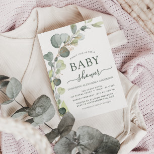 Budget Baby Shower Greenery Eucalyptus Invitations Flyer