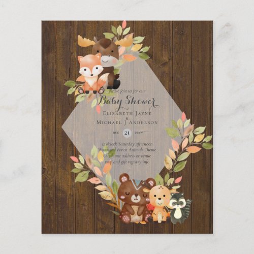 BUDGET BABY SHOWER INVITATIONS _ Woodland Animals Flyer