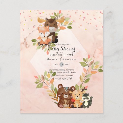 BUDGET BABY SHOWER INVITATIONS _ Woodland Animals Flyer