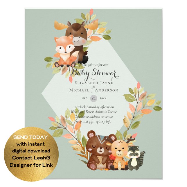 BUDGET BABY SHOWER INVITATIONS - Woodland Animals Flyer (Creator Uploaded)