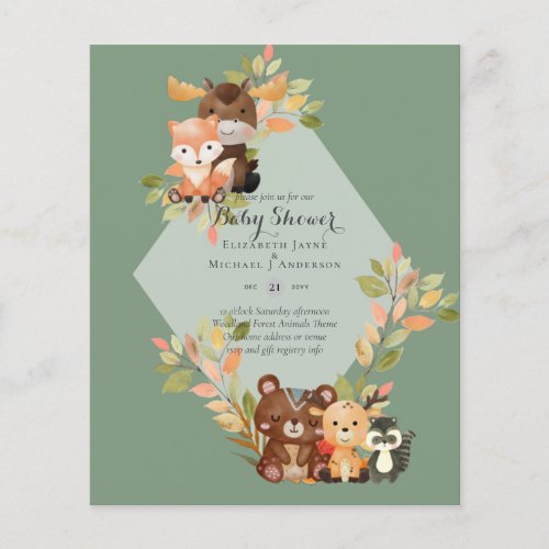 BUDGET BABY SHOWER INVITATIONS _ Woodland Animals Flyer