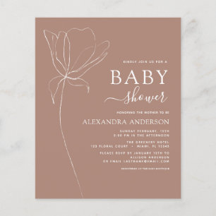 Budget Baby Shower Minimalist Botanical Floral Flyer