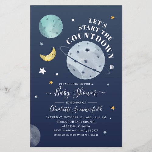 Budget Baby Shower Outer Space Planet Invitation Stationery